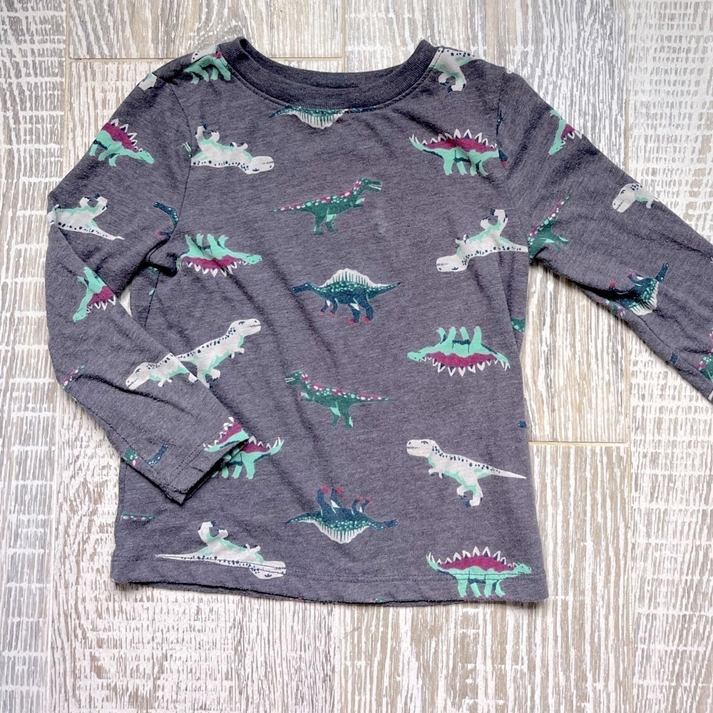 Old Navy gray and green dinosaur long sleeve tee size 4T boys toddler